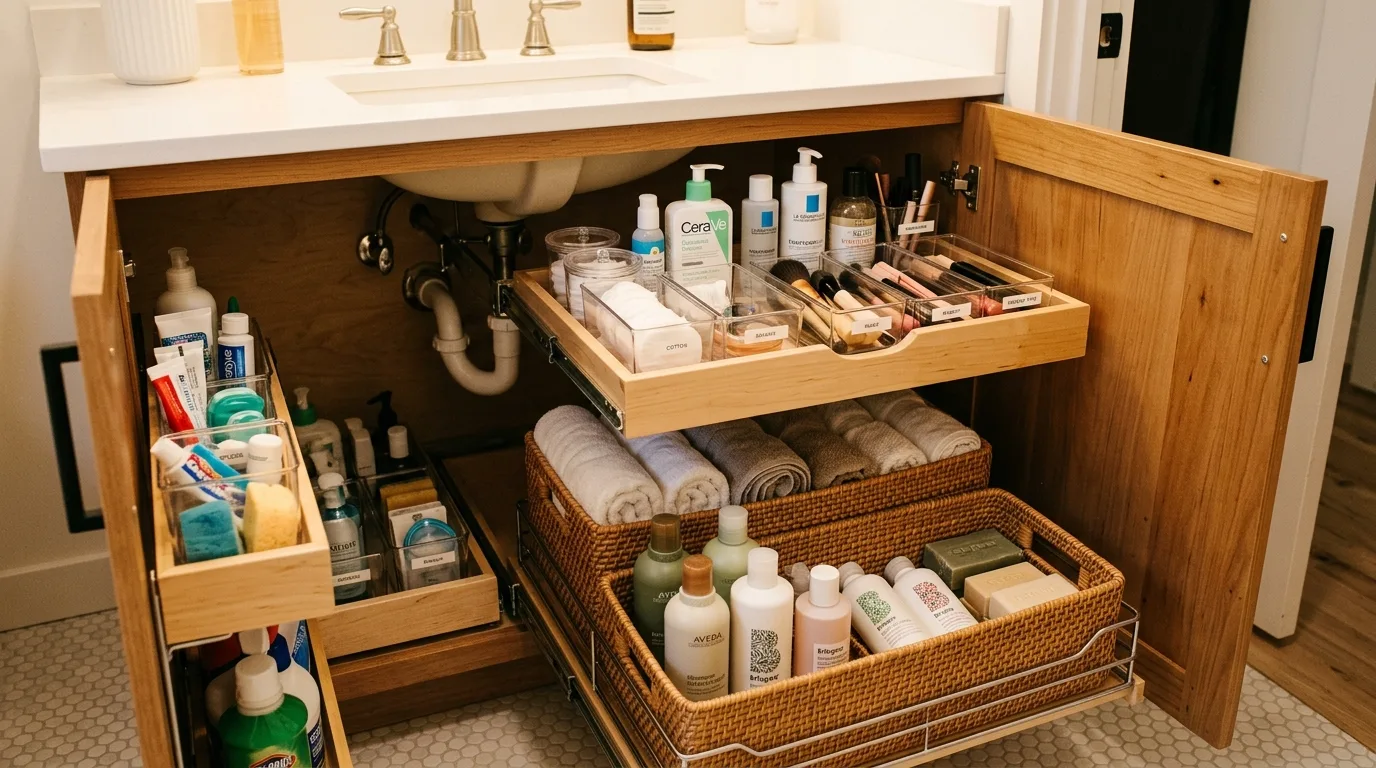 Choose wall-mounted fixtures for a cleaner layout inspiration for a small bathroom.